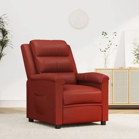 vidaXL Poltrona reclinável couro artificial vermelho tinto
