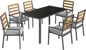 Outsunny Conjunto de Jantar para Jardim 7 Peças, Mesa e Cadeiras para 6 Pessoas, Preto | Aosom Portugal