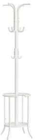 Cabideiro SONGMICS independente, cabideiro com porta-guarda-chuva, 12 ganchos, metal, 175 cm de altura, para entrada, corredor, sala de estar, quarto, branco perolado RCR011W01