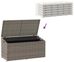 Caixa de arrumação para jardim 110x50x58 cm vime PE cinzento