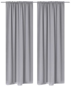 2 pcs cortinas opacas com barra de franzir 135 x 245 cm cinzento