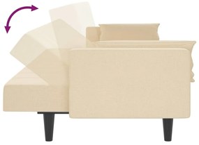 Sofá-cama 2 lugares com duas almofadas tecido cor creme