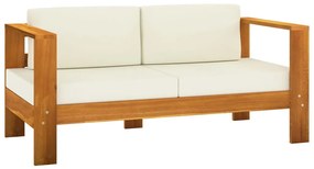 10 pcs conj. lounge de jardim c/ almofadões branco nata acácia