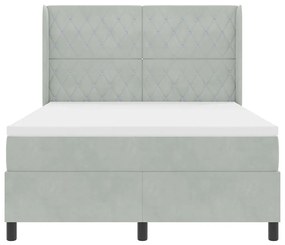 Cama Box Spring vidaXL com Colchão e Luz LED Cinza Claro 140x200 cm Ve