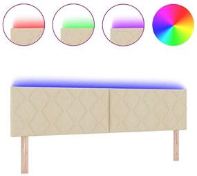 Cabeceira LED vidaXL Design Blocos de Diamante Creme 180 cm Tecido