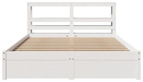 Estrutura de cama c/ cabeceira sem colchão 140x200 cm branco