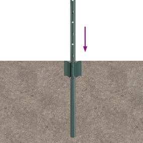 Postes de Cerca 5 pcs U-Channel Verde 40 cm Aço