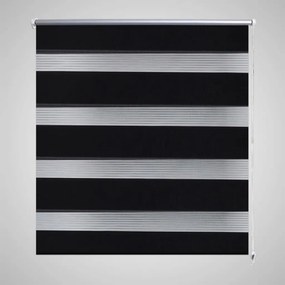 vidaXL Estore de rolo 90 x 150 cm, linhas de zebra / Preto