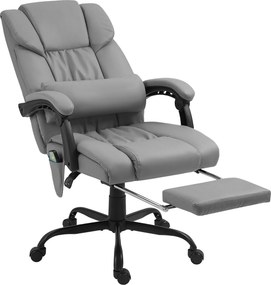 Vinsetto Cadeira de Escritório com Massagem de 6 Pontos Encosto Alto Reclinável Apoio para Pés e Controlo Remoto 66x75x112-122 cm Cinza | Aosom Portugal