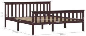 Estrutura de cama 160x200 cm pinho maciço castanho-escuro