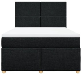Cama com molas/colchão 140x200 cm tecido preto