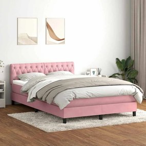 vidaXL Cama com molas/colchão 160x220 cm veludo rosa