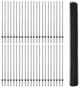 Postes de Cerca vidaXL 22 pcs U-Channel Cinza 160 cm Aço