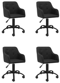 vidaXL Cadeiras de jantar giratórias 4 pcs tecido preto