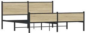 Estrutura de cama sem colchão 180x200cm metal carvalho sonoma