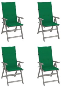 vidaXL Cadeiras jardim reclináveis c/ almofadões 4 pcs acácia maciça
