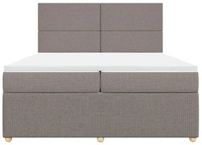 Cama com molas/colchão 200x200 cm tecido castanho-acinzentado