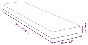 Prateleira de parede 80x20x4cm bambu