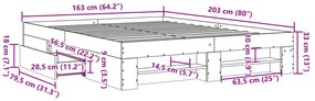Estrutura de cama sem colchão 160x200 cm sonoma cinzento