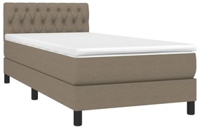 Cama box spring + colchão/LED 90x200cm tecido cinza-acastanhado