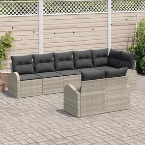 Conjunto de Sofá de Jardim vidaXL 8 Peças com Almofadas Cinza Claro em