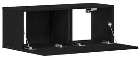 Estante de TV em Carvalho Preto 80x30x30 cm Feito de Madeira de Engenh