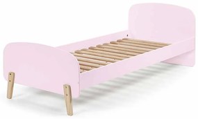 Cama infantil KIDDY (90x200) + estrado feita de MDF com pés em pinho maciço Rosa