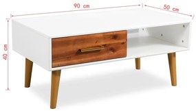 Mesa de centro em madeira de acácia maciça 90x50x40 cm