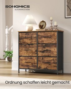 Cómoda com gavetas de tecido 30 x 76,7 x 73,7 cm Castanho vintage-Preto