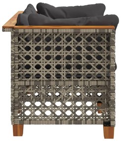 Sofás de canto p/ jardim c/ almofadões 2 pcs vime PE cinzento