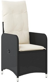 Conjunto de Jantar de Jardim 3 Peças com Almofadas Pretas de Rattan Po