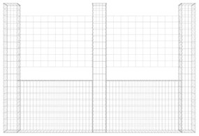 Cesto gabião em forma de U c/ 3 postes 260x20x200 cm ferro