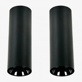 Pack De 2 Apliques De Teto Led De Superfície Redondos Ø7,2 Cm Em Alumínio Luisiana Branco Cálido 2700k & Preto & 8 W & 38º - Sklum