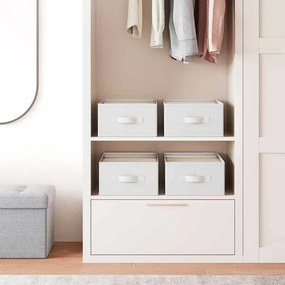 Conjunto de 4 dobráveis Caixas 42 x 30 x 17 cm Organizadoras de roupeiros 6 compartimentos Brancas