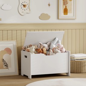 Baú para brinquedos infantil  60 x 38 x 48 cm com tampa rebatível, baú de arrumação infantil, em forma de urso, branco