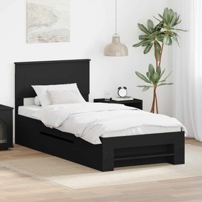 vidaXL Estrutura da Cama Preto 90 x 200 cm Madeira processada