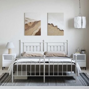 Estrutura de cama com cabeceira e pés 183x213 cm metal branco
