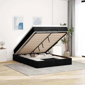 Estrutura de cama otomana com colchão 140x190 cm tecido preto
