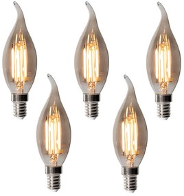 Conjunto de 5 Lâmpadas LED E14 Reguláveis BXS35 Fumê 4W 300 lm 2200K