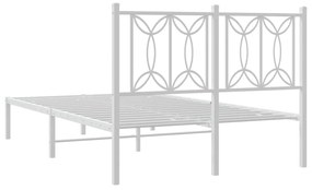 Estrutura de cama com cabeceira 120x190 cm metal branco