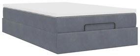 Cama otomana com colchão 120x190 cm veludo cinzento-escuro
