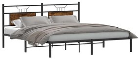 Estrutura de cama sem colchão 160x200 cm carvalho fumado