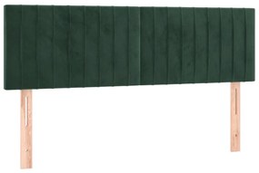 Cabeceira de cama c/luzes LED veludo 144x5x78/88cm verde-escuro