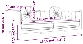 2 pcs conjunto de sofás com almofadas veludo preto