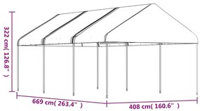 Gazebo com telhado 6,69x4,08x3,22 m polietileno branco