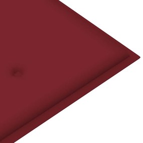 Banco Batávia c/ almofadão vermelho tinto 120 cm teca maciça