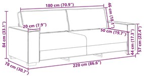 Sofá de 3 lugares em tecido bege 180 cm
