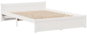 Estrutura de cama c/ cabeceira 150x200 cm pinho maciço branco