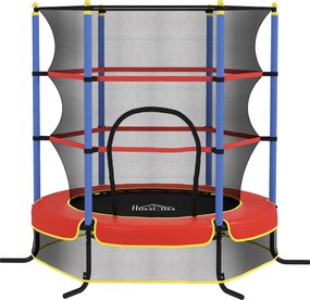HOMCOM Trampolim Infantil Ø175x190 cm Rede de Segurança Porta com Zíper Cobertura de Molas 6 Postes Acolchoados Preto Vermelho e Azul | Aosom Portugal
