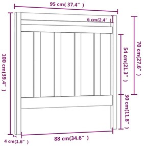 Cabeceira de cama 95x4x100 cm pinho maciço branco